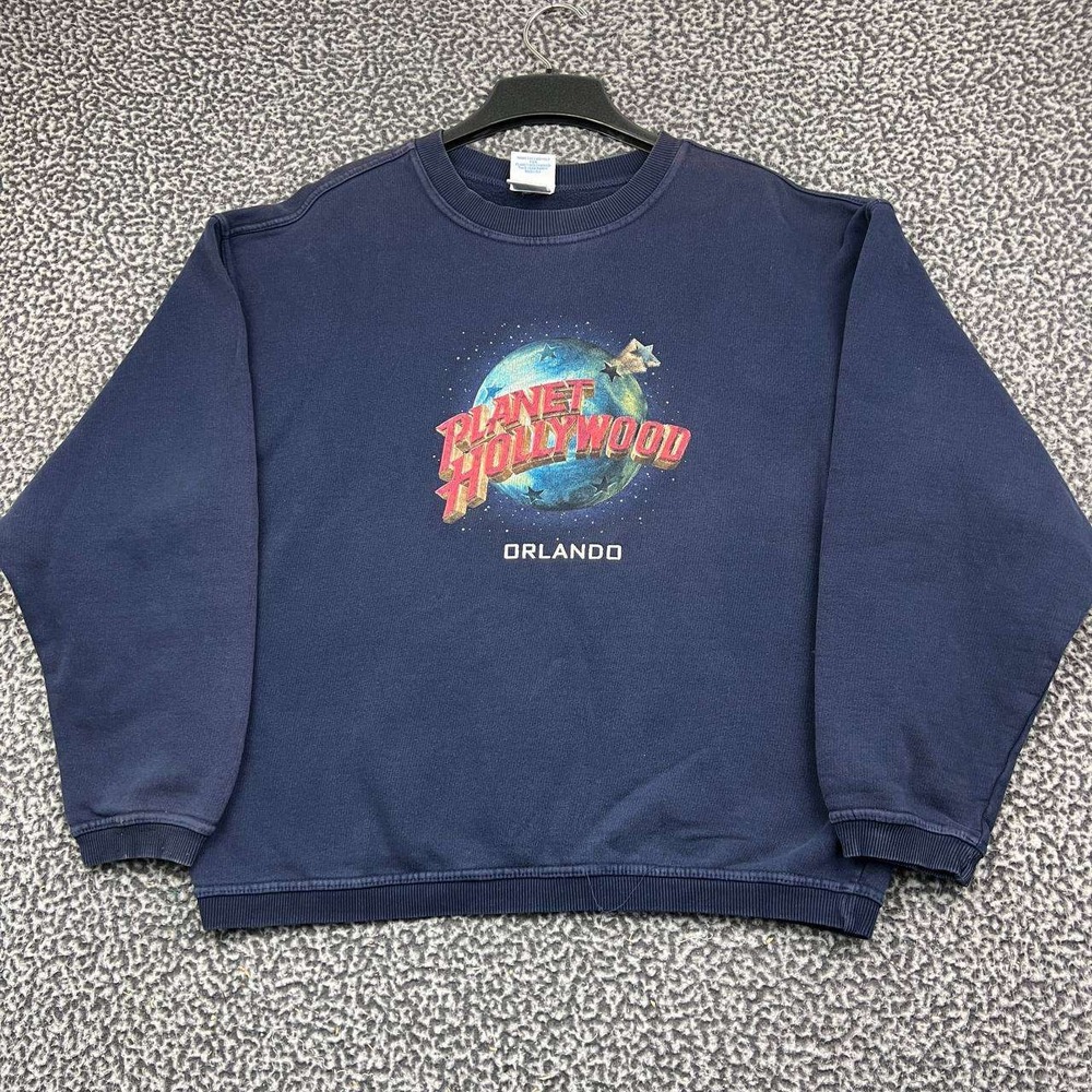 Vintage Planet Hollywood Orlando Sweatshirt Men Medium Blue Crewneck Cotton M